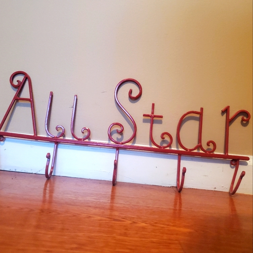 COPY - Allstar Red Iron Coat Rack | Red Allstar Iron Coat Rack with 5 hooks